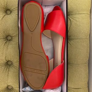 Nine West Berrygoodo Peep-Toe Flat, Red, size 8